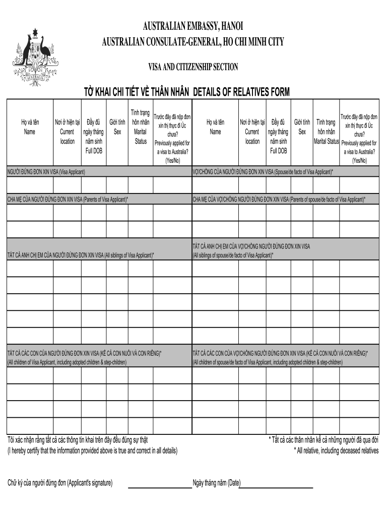 Details of Relatives Form