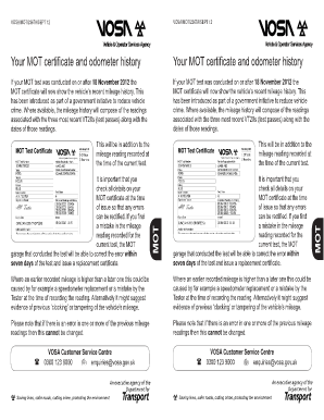 Mot Certificate PDF  Form