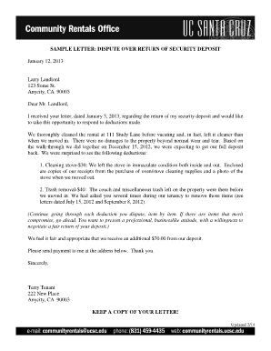 Sample Letter to Landlord Disputing Charges  Form