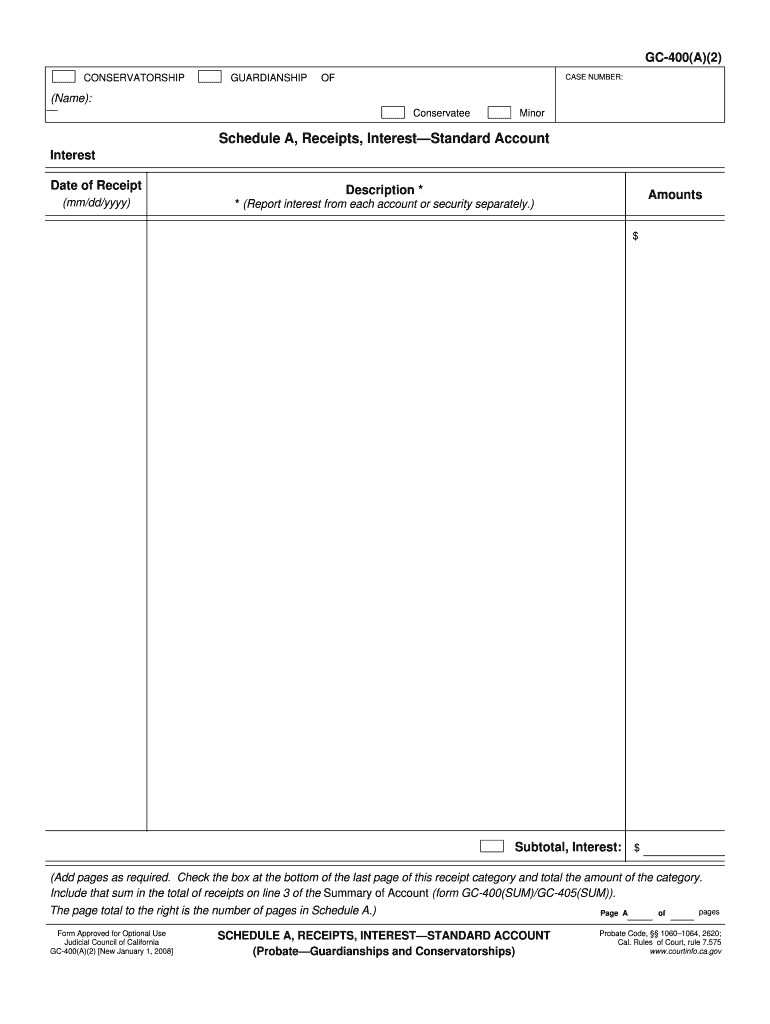 Ca Receipts Standard  Form