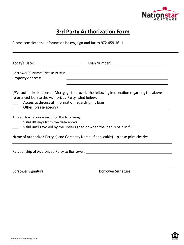 Mortgage 3rd Party Authorization  Form