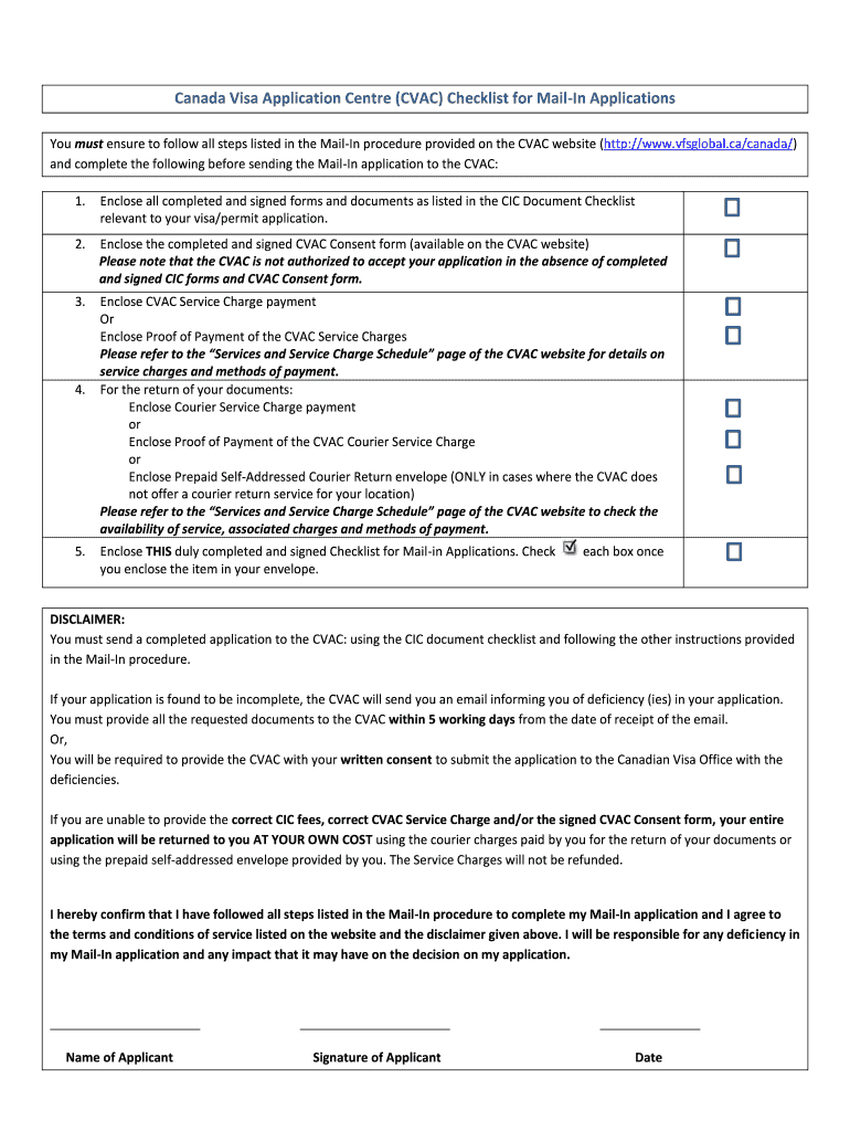 Canada Application Mail in  Form