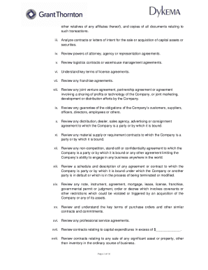 Grant Thornton Due Diligence Checklist Form