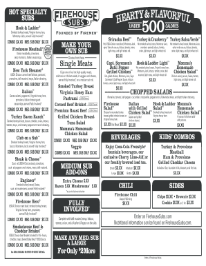 Firehouse Printable Menu  Form