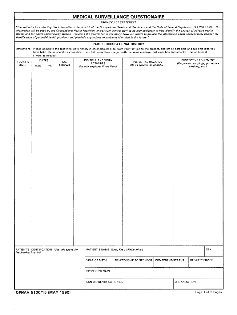 Navy Medical Surveillance Form