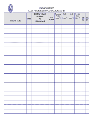 Sample of Secretary Guest Info on Excel  Form
