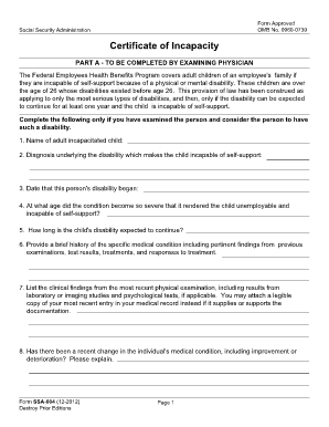 Certificate Incapacity Form