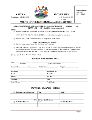 Chuka University Admission Letters  Form
