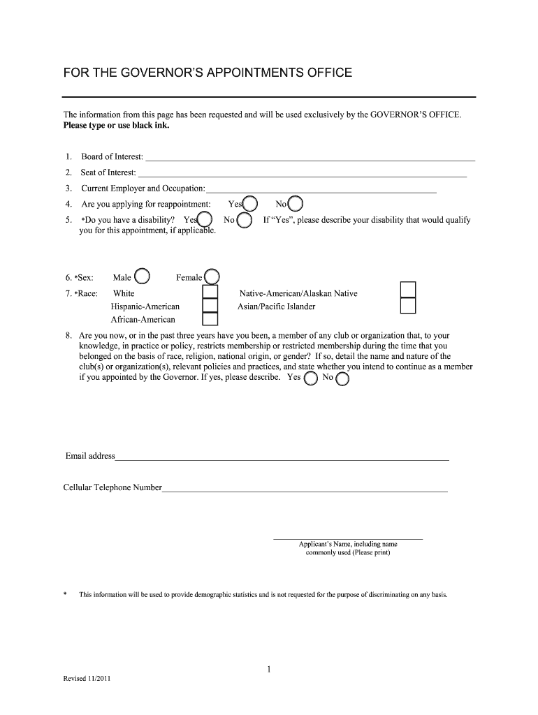  Florida Gubernatoriual Appointments Application Form 2011-2024