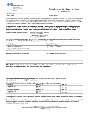 Blue Cross Blue Shield of Tennessee Predetermination Form