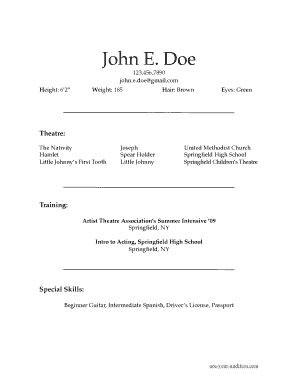 John Doe Resume  Form