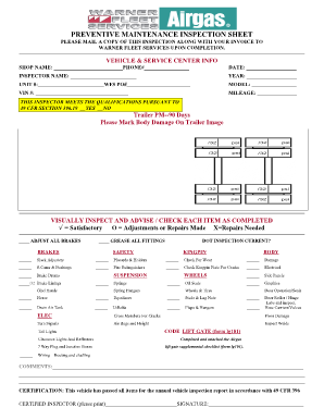 Trailer PM Warner Fleet Services  Form