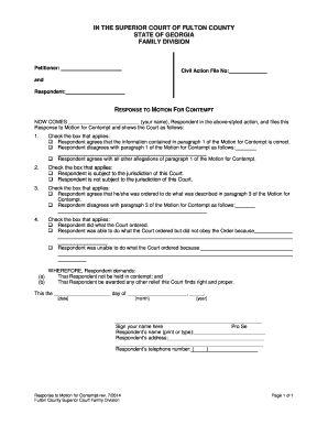 Georgia Motion Superior Court  Form