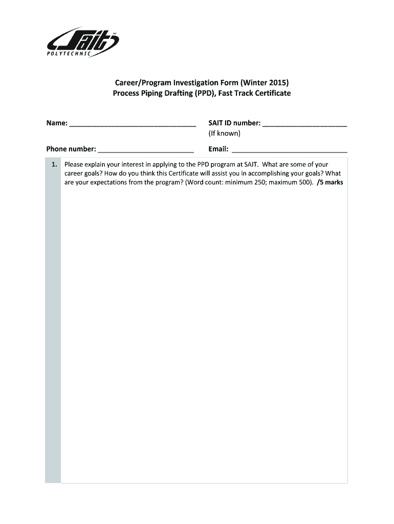  CareerProgram Investigation Form Winter Process Piping 2015-2024