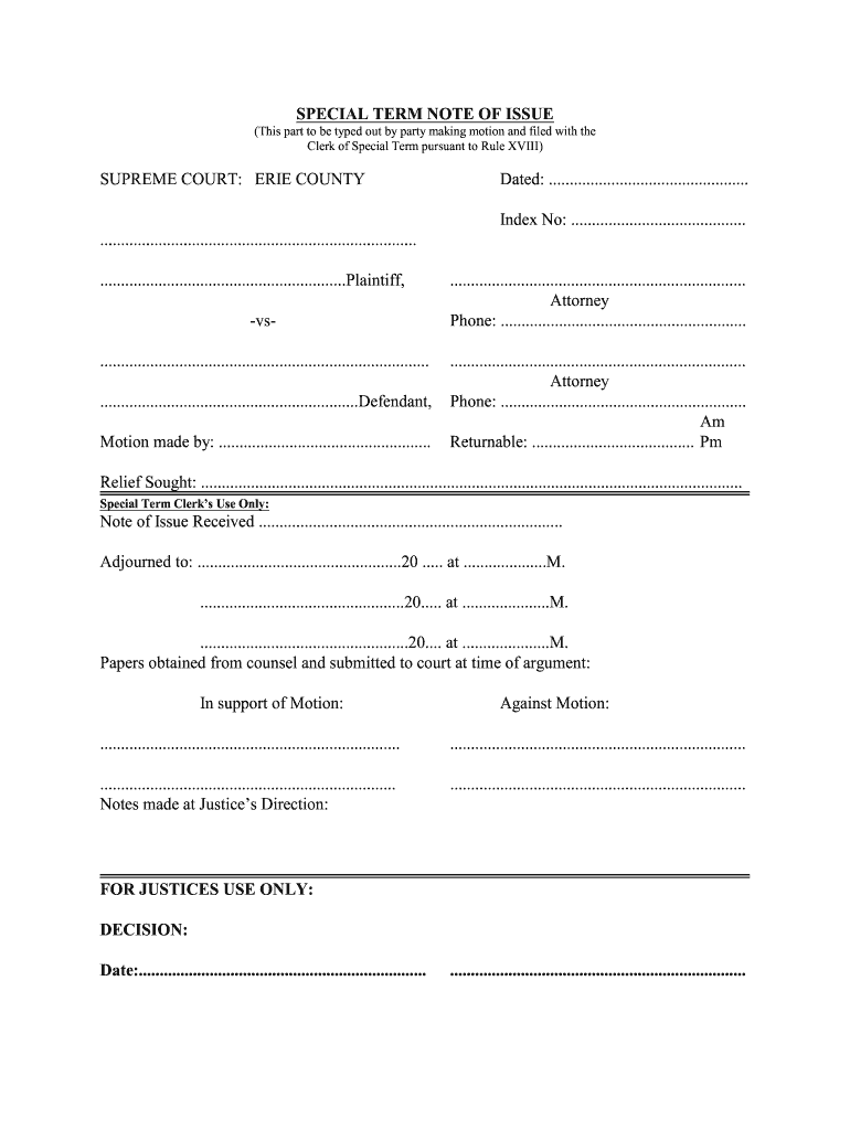 Special Term County  Form