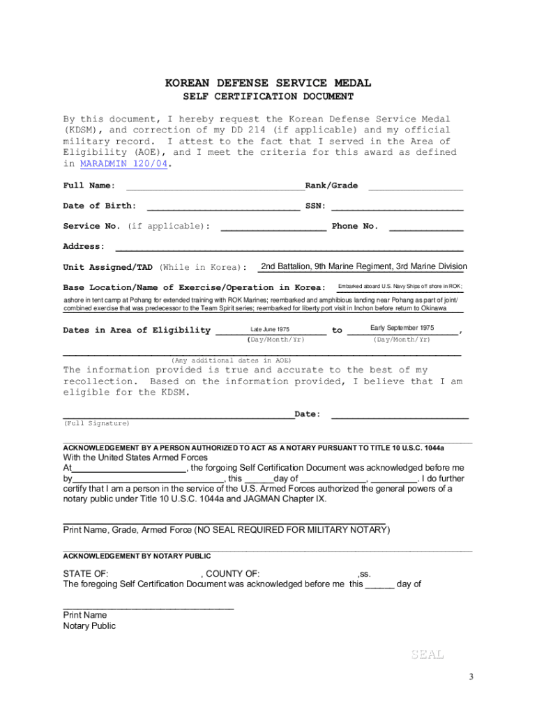 Document Medal  Form