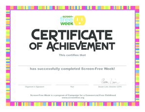 CERTIFICATE of ACHI MENT Screen Week  Form