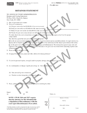 Oca Retainer Statement Form