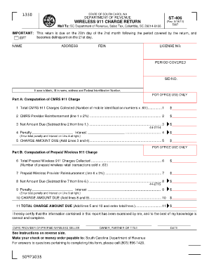 St 406 Wireless 911 Charge Return  Form