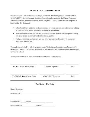 Notarized Authorization Letter  Form