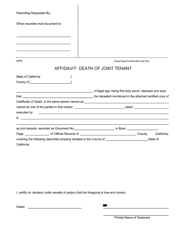 Get and Sign Death Joint Tenant Form