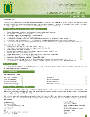 Oasis Bursary PDF  Form