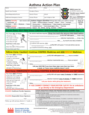 Dcps Asthma Action Plan  Form