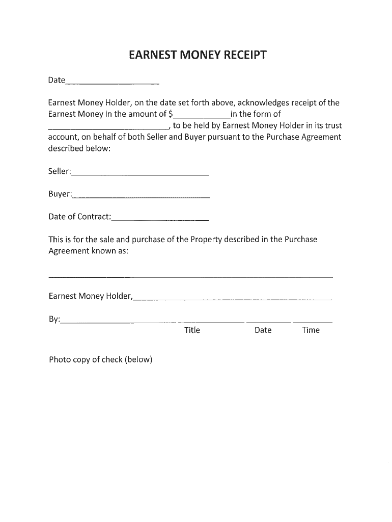 Earnest Money Agreement PDF  Form