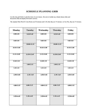 Fill in the Grid Schedule  Form