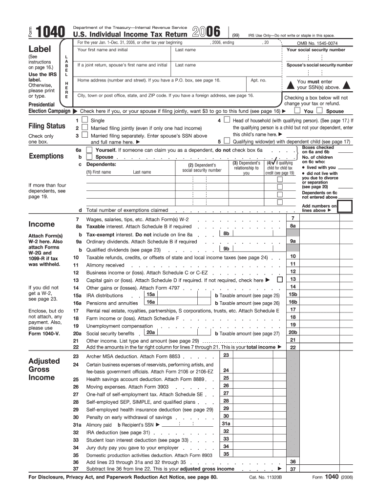  1040 Form 2006