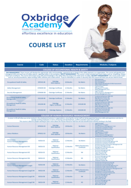 Oxbridge Academy Courses and Prices  Form