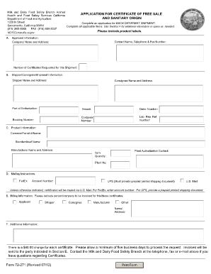 So 72 271 California Department of Food and Agriculture Cdfa Ca  Form