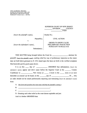 Order to Show Cause Nj Sample  Form