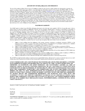Indemnity Form for a Water Park Trip Examples