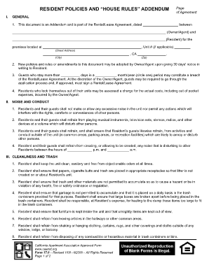 Downloadable Word Resident Policies Addendum Form 17 0