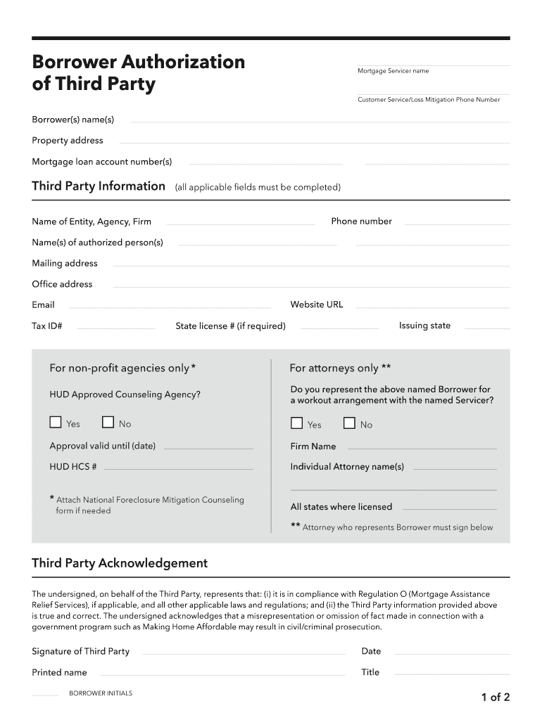 Blank Borrower Authorization Form