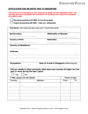Singapore Visa Form 14a Filing Instructions