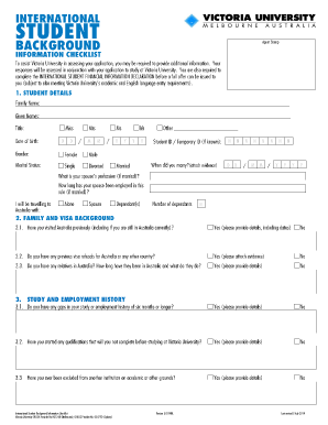 Djin Vao International Student Background Information Checklist