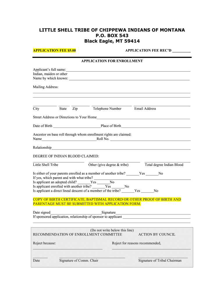 Little Shell Enrollment Search Form