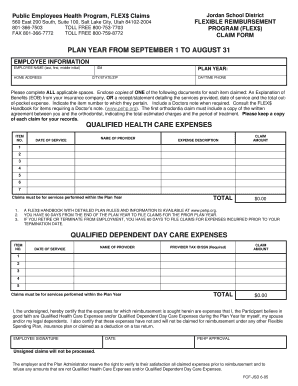 Flex Spending Reimbursement Form Jordan School District