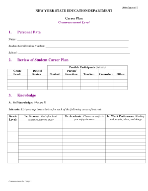 Nysed Career Plan  Form