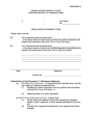 Eastern Districet of Pa Disclosure Statement Form