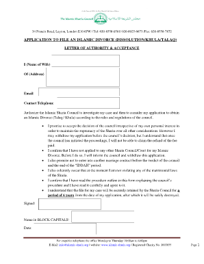 Islamic Sharia Council  Form