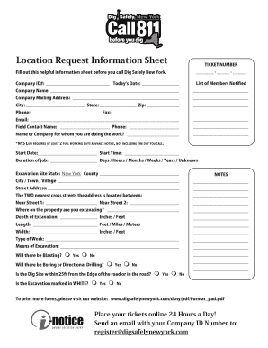  Location Request Information Sheet Dig Safely New York 2011