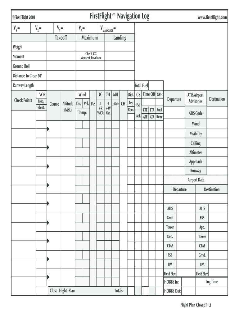 First Flight Navigation Log  Form