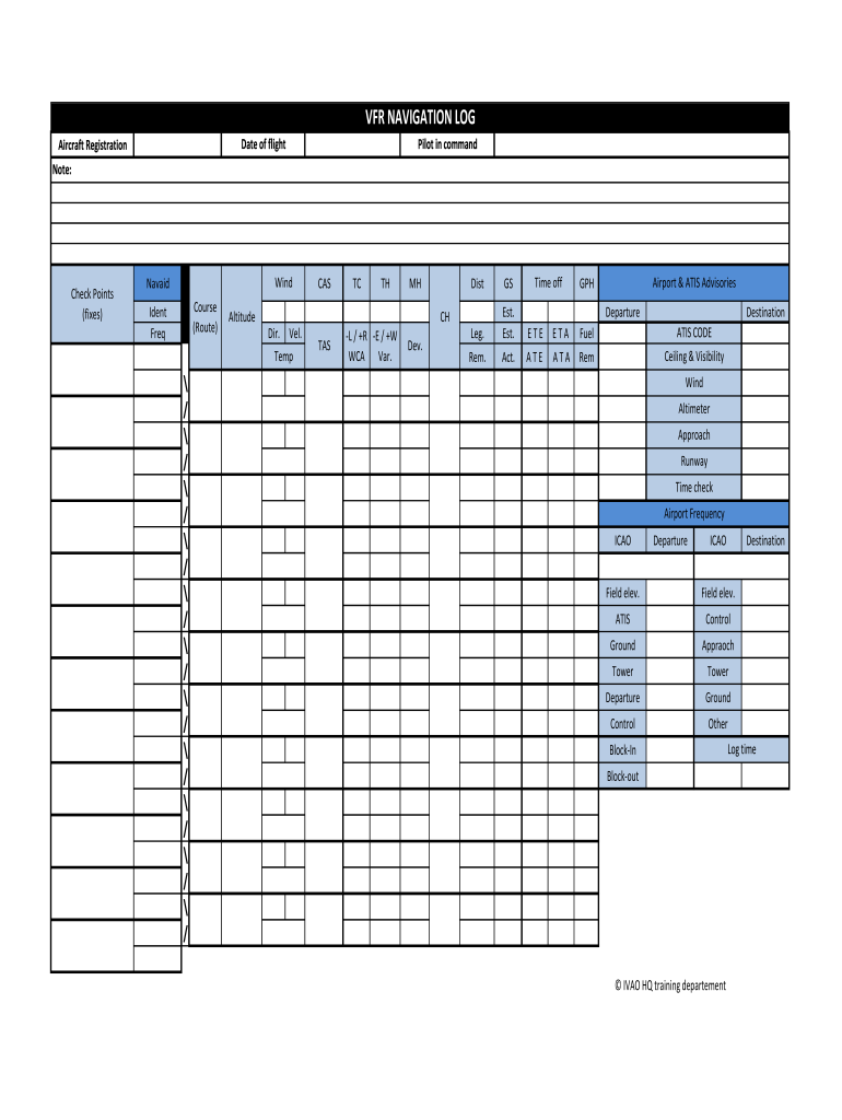 VFR Navigation Log  Form