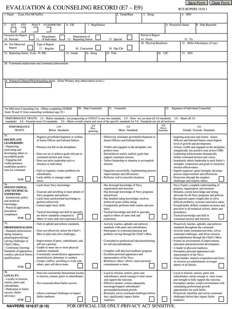  Navy Fitrep PDF 2010-2024