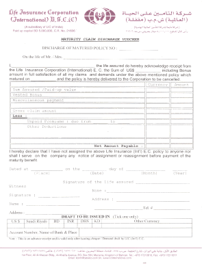 Lic Discharge Form Sample