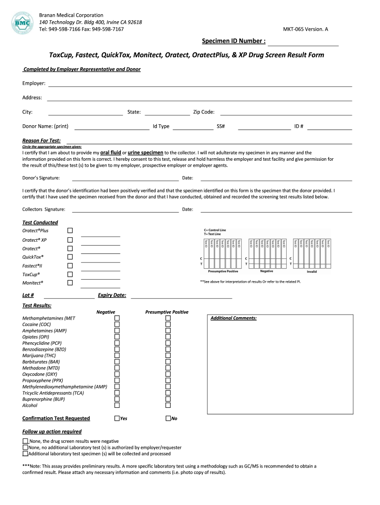 Get and Sign Blank Std Test Result Templates  Form