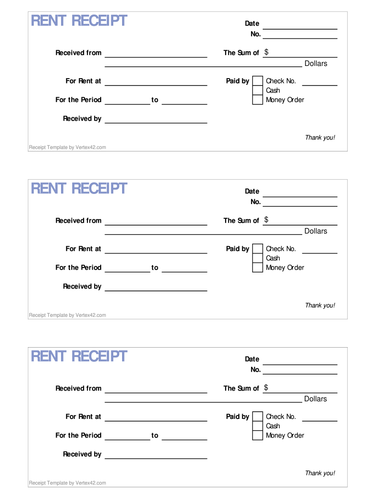 Rent Receipt Template  Form